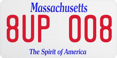 MA license plate 8UP008