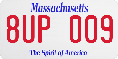 MA license plate 8UP009