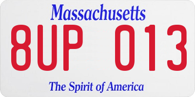 MA license plate 8UP013