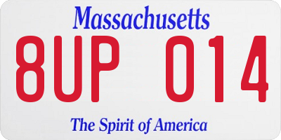 MA license plate 8UP014