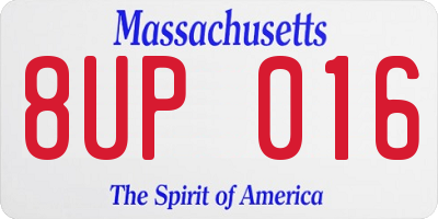 MA license plate 8UP016