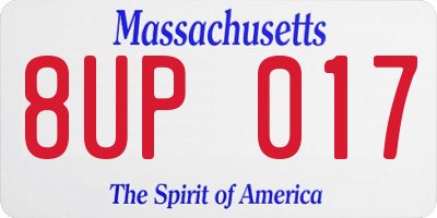 MA license plate 8UP017