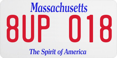 MA license plate 8UP018