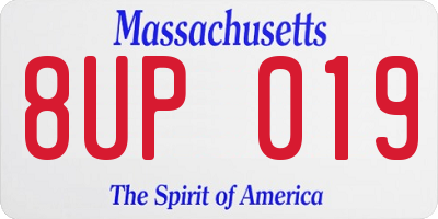 MA license plate 8UP019