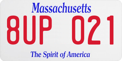 MA license plate 8UP021