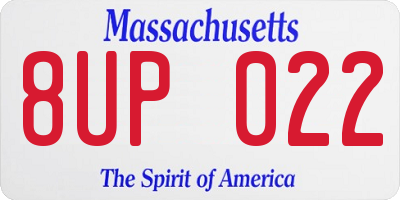 MA license plate 8UP022
