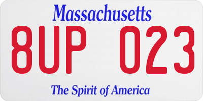 MA license plate 8UP023