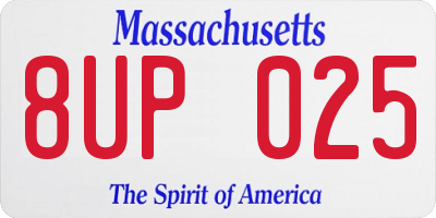MA license plate 8UP025