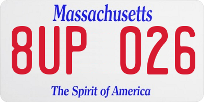 MA license plate 8UP026