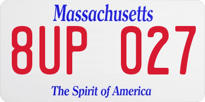 MA license plate 8UP027