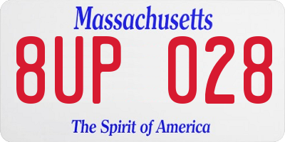 MA license plate 8UP028