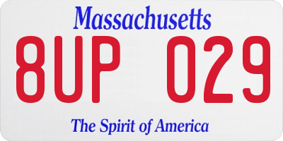 MA license plate 8UP029