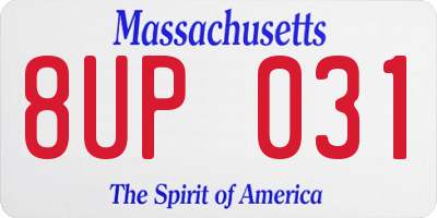 MA license plate 8UP031