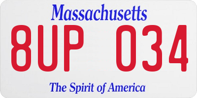 MA license plate 8UP034