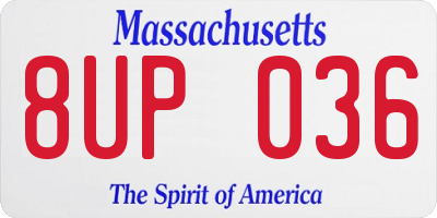 MA license plate 8UP036