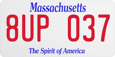 MA license plate 8UP037