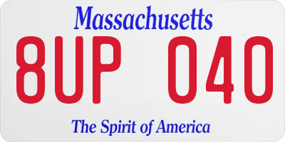 MA license plate 8UP040