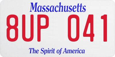 MA license plate 8UP041
