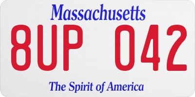 MA license plate 8UP042