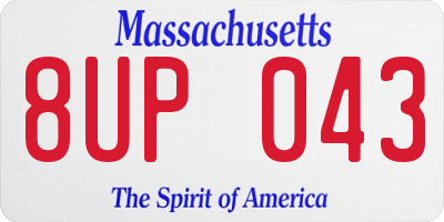 MA license plate 8UP043