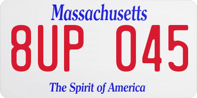 MA license plate 8UP045