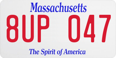 MA license plate 8UP047