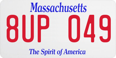 MA license plate 8UP049