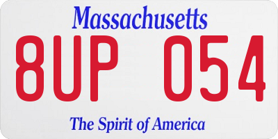MA license plate 8UP054