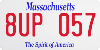 MA license plate 8UP057