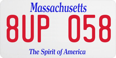 MA license plate 8UP058