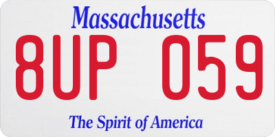 MA license plate 8UP059