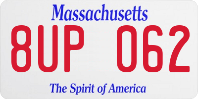 MA license plate 8UP062