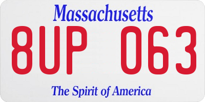 MA license plate 8UP063