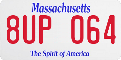 MA license plate 8UP064