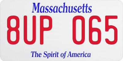 MA license plate 8UP065