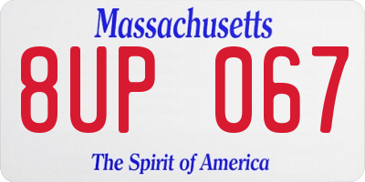 MA license plate 8UP067