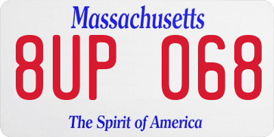MA license plate 8UP068
