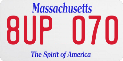 MA license plate 8UP070