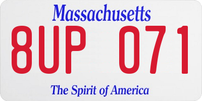 MA license plate 8UP071