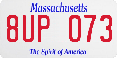 MA license plate 8UP073