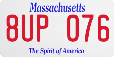 MA license plate 8UP076