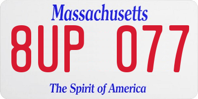 MA license plate 8UP077