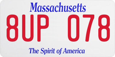 MA license plate 8UP078