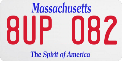 MA license plate 8UP082