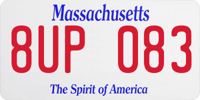 MA license plate 8UP083