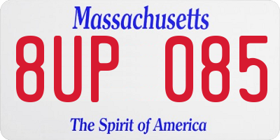 MA license plate 8UP085