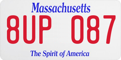 MA license plate 8UP087