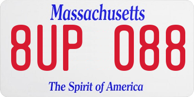 MA license plate 8UP088