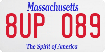 MA license plate 8UP089
