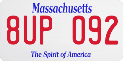 MA license plate 8UP092